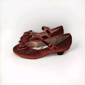 Walofou Girl's Dress Shoes 5K Flower Red Princess